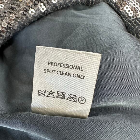 Réve Riche Sequin Gown Silver Maxi Dress Spaghetti Strap Slit Glam Formal Sz 38 - Picture 9 of 9